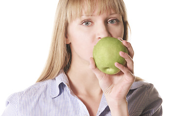 Image showing Woman with apple