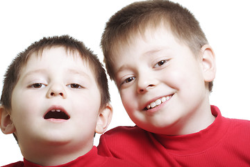 Image showing Brothers in red