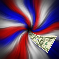 Image showing Flowing American currency for financial stimulus