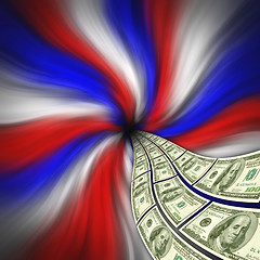 Image showing Flowing American currency for financial stimulus