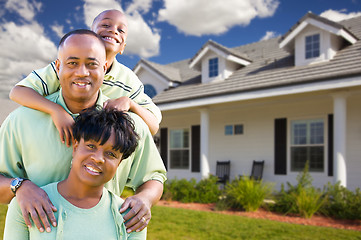 Image showing Attractive African American Family in Front of Home