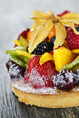 Image showing Mixed tropical fruit tart