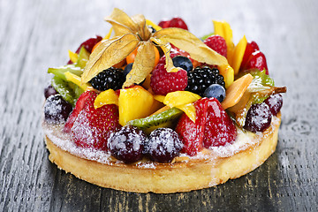 Image showing Mixed tropical fruit tart