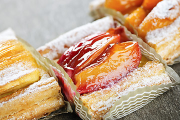 Image showing Pieces of fruit strudel