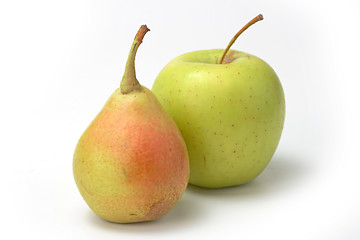 Image showing Yellow pear and green apple