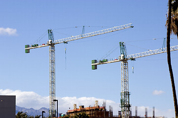 Image showing Construction site with Two Cranes in the strip in Las Vegas