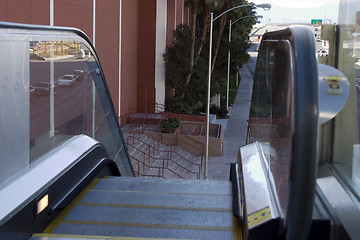 Image showing Escalators going down to the street in Las Vegas