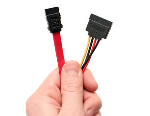 Image showing SATA cables in hand
