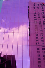 Image showing Reflection on the Purple Mirrored Business Building