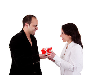 Image showing Man giving a gift to a woman