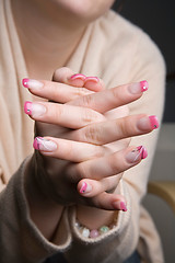 Image showing Beautiful manicured fingernails