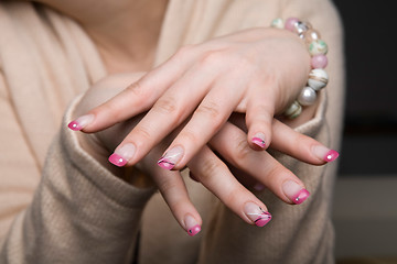 Image showing Beautiful manicured fingernails