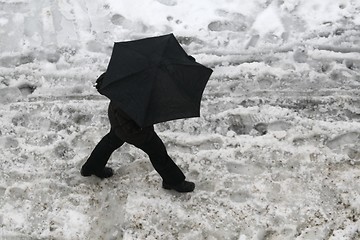 Image showing Pedestrian in snow