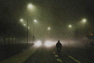 Image showing Biking in heavy rain