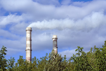 Image showing Two factory pipes