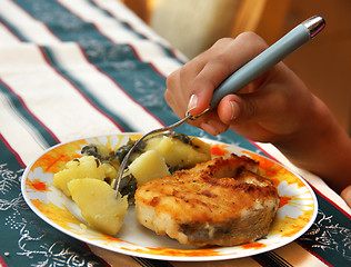 Image showing Fish and potatoes meal