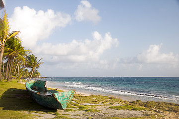 Image showing old fishing boats on land corn island nicaragua