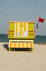 Image showing iconic lifeguard beach hut south beach miami florida