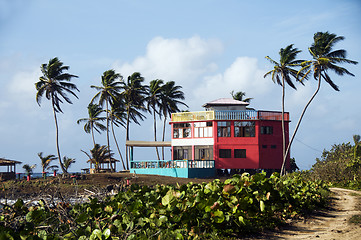 Image showing colorful beach house hotel corn island nicaragua