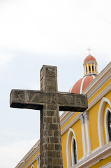 Image showing the cathedral of grenada nicaragua with catholic cross
