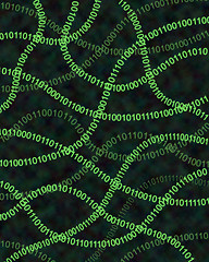 Image showing Twisting data streams of binary code