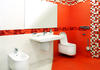 Image showing Red bathroom