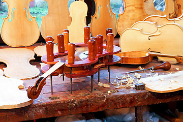 Image showing Violin workbench