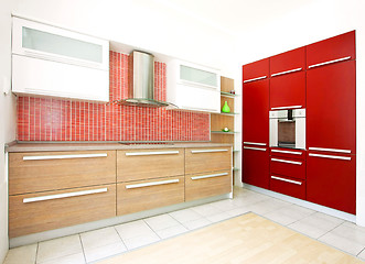 Image showing Red kitchen angle 2