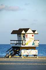 Image showing iconic lifeguard beach hut south beach miami florida