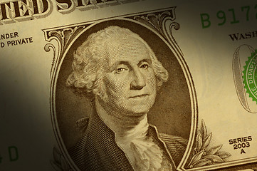 Image showing Close-up of George Washington on a one dollar bill