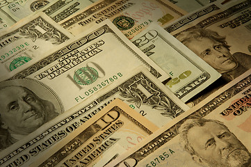 Image showing U.S. banknotes of various dollar denominations