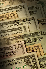 Image showing U.S. banknotes of various dollar denominations