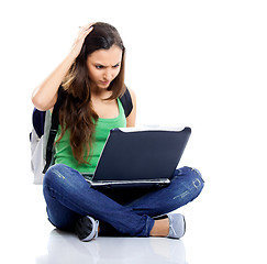 Image showing Worried female student