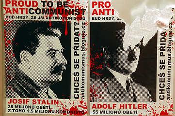 Image showing Portraits of Stalin and Hitler