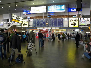 Image showing Russia. Moscow. International airport Sheremetyevo. 15 April 2010. Timetable with cancellations