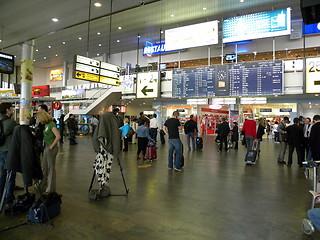 Image showing Russia. Moscow. International airport Sheremetyevo. 15 April 2010. Timetable with cancellations