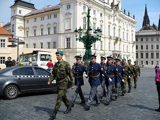 Image showing Czechia. Prague. Hradcany. Prague Castle. Guard of honour after the relief  