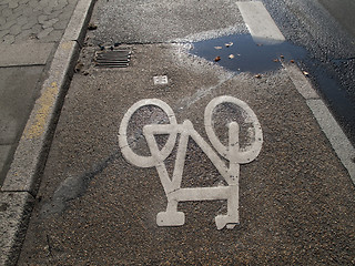 Image showing Bicycle track after rain