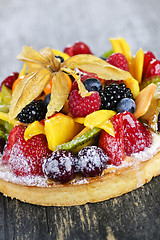 Image showing Mixed tropical fruit tart