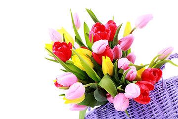 Image showing basket full of tulips