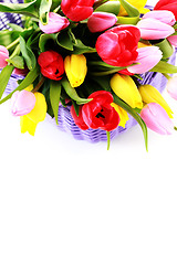 Image showing basket full of tulips