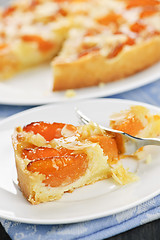 Image showing Slice of apricot and almond pie