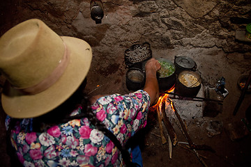 Image showing Cooking Woman In Hut, South America