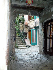 Image showing Croatia. Istria. Rovinj. Art-store in a cosy peaceful courtyard