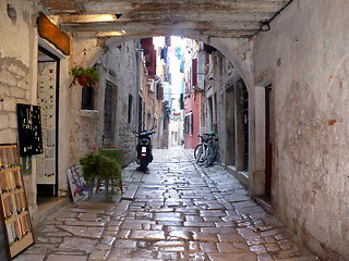 Image showing Croatia. Istria. Rovinj. Narrow marble croatian small street