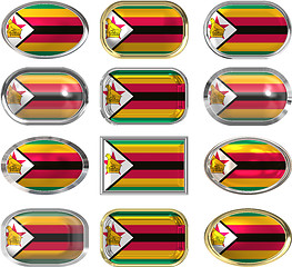 Image showing 12 buttons of the Flag of Zimbabwe