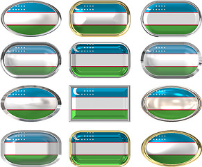 Image showing 12 buttons of the Flag of uzbekistan