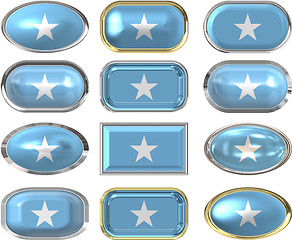 Image showing 12 buttons of the Flag of Somalia