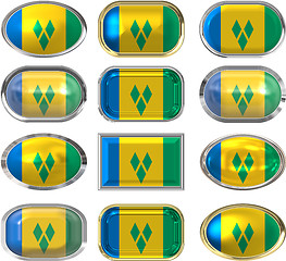 Image showing twelve buttons of the Flag of Saint Vincent and the Grenadines