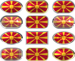 Image showing 12 buttons of the Flag of Macedonia